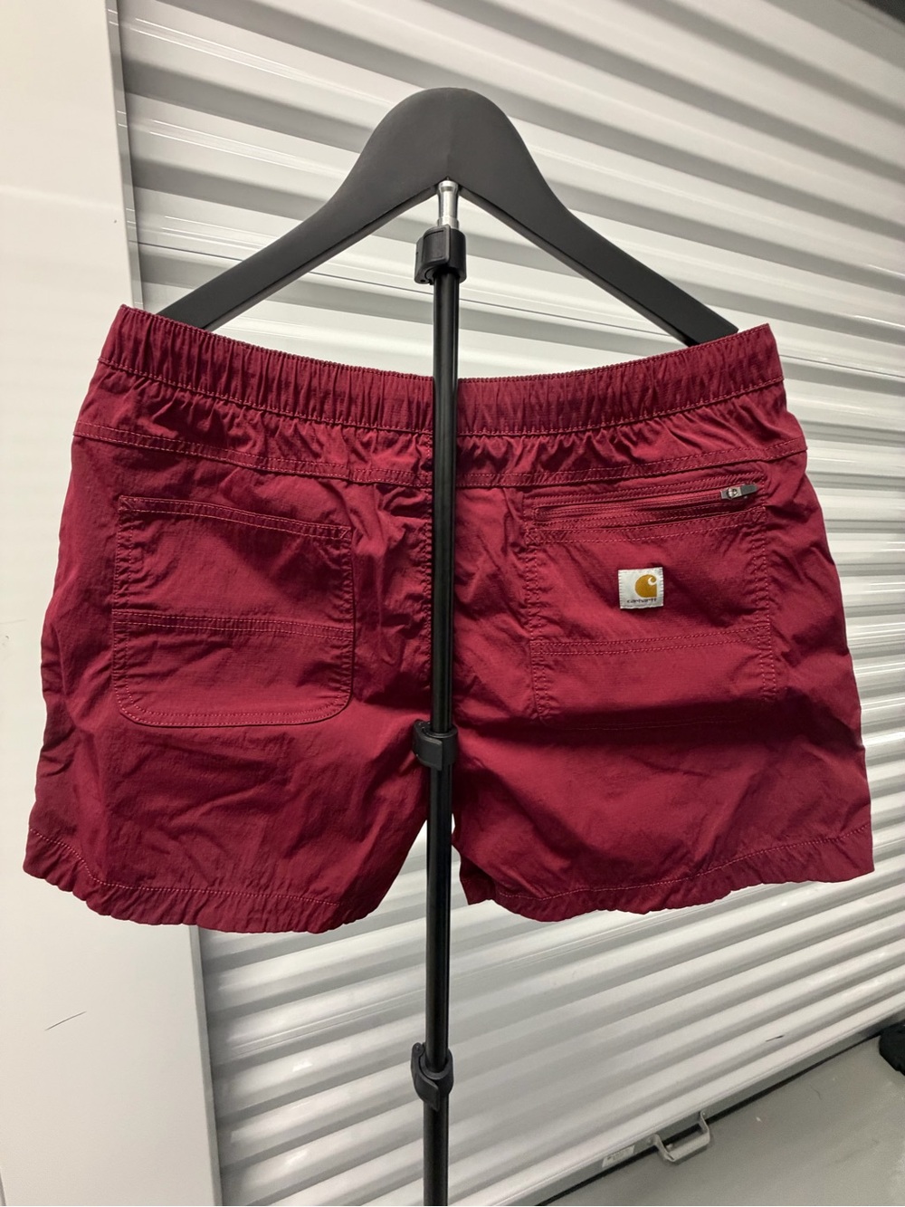Carhartt Women's Maroon Elastic-Waist Utility Shorts